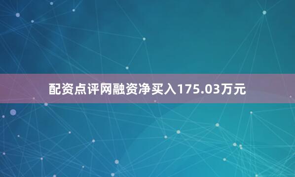 配资点评网融资净买入175.03万元